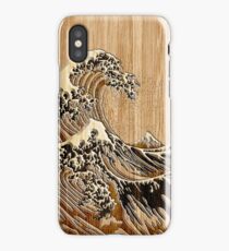 The Great Hokusai Wave in Bamboo Inlay Style iPhone Case/Skin