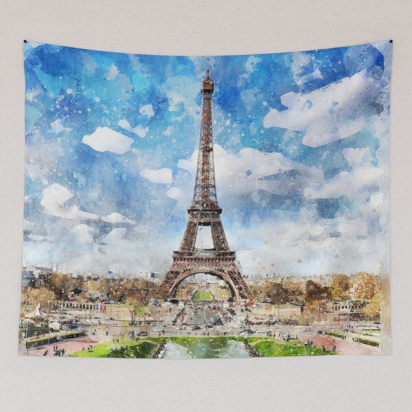 Item preview, Watercolor Cityscape Paris, Eiffel Toward designed and sold by inkool.