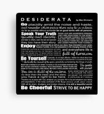 Desiderata - Black Canvas Print