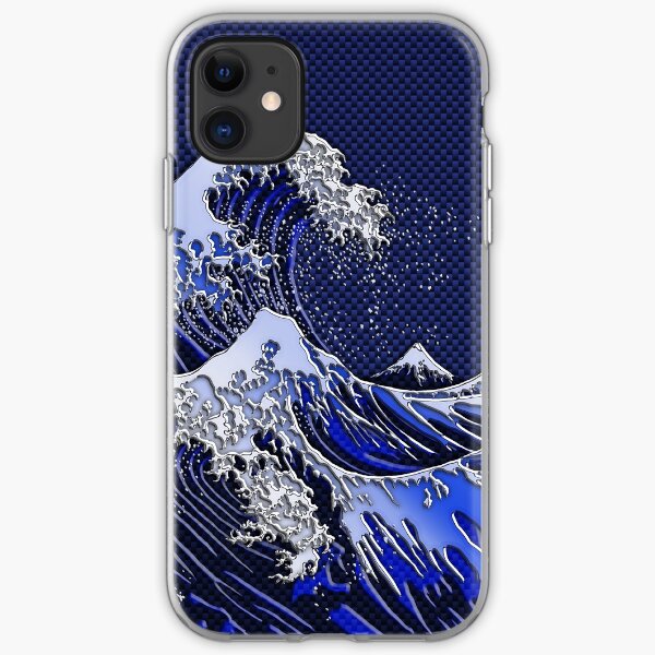 The Great Hokusai Wave chrome carbon fiber styles iPhone Soft Case