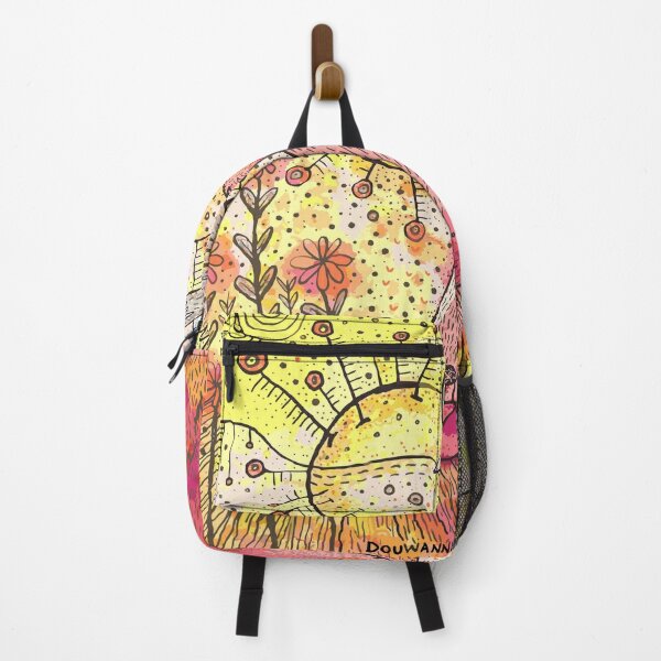 Watercolor mountains sunset, show tongue Backpack