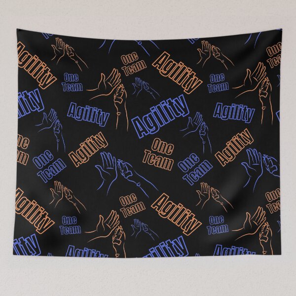 Item preview, Agility - a team with hand and paw in blue and orange designed and sold by PausePapote.