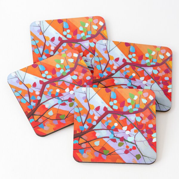 Item preview, Festive Branches and Leaves - Abstract Art - Red, Orange and White designed and sold by Inomaly Art.