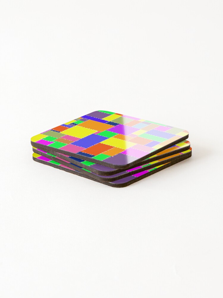Thumbnail 4 of 5, Coasters (Set of 4), Trippy Patchwork Pattern designed and sold by FilMate.