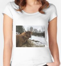 Scottish Highland Cattle Cow and Calf 1290 Women's Fitted Scoop T-Shirt