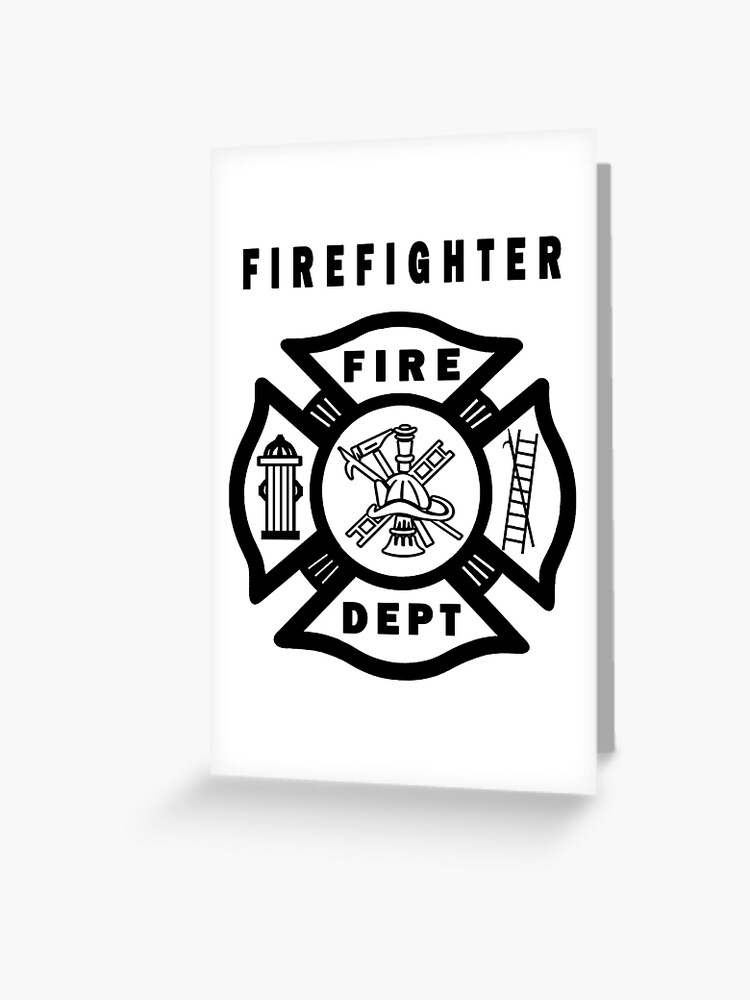 Firefighter Logo Greeting Card By Bonfiredesigns Redbubble