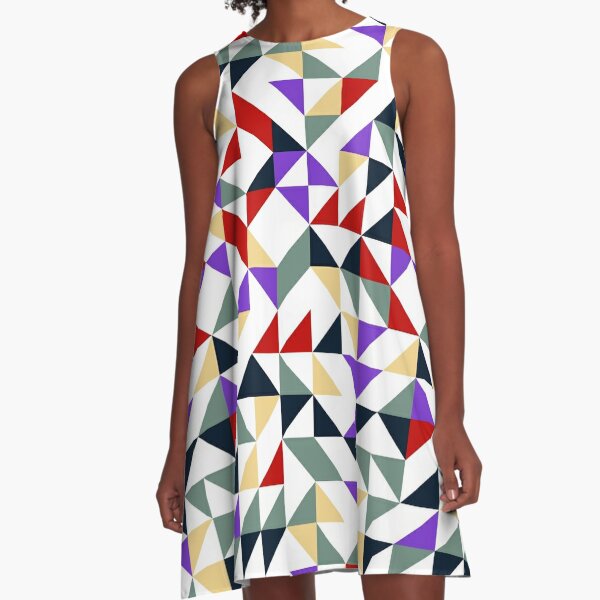 Creative Geometric Colourful Triangle Pattern A-Line Dress