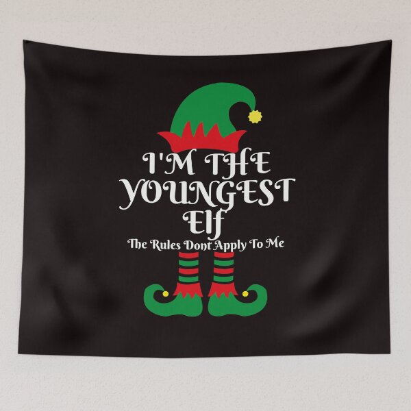 Item preview, The Youngest Elf, Rules don't apply to me, Santa's Helper, Christmas Family Matching Pyjama designed and sold by Cheffsspecials.