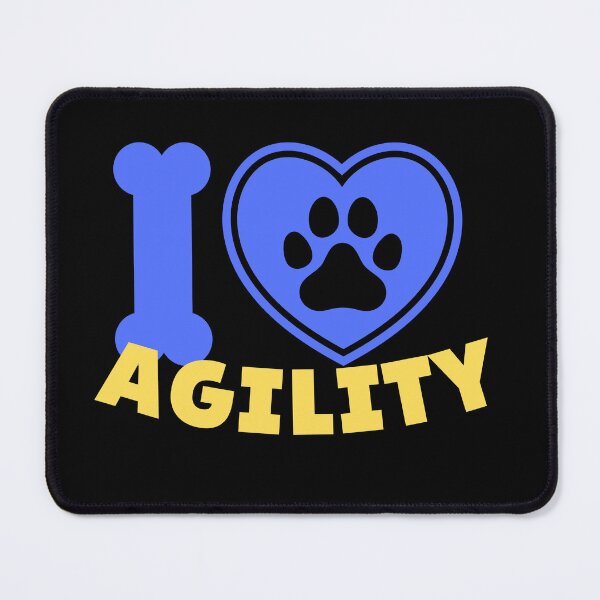 Item preview, I love agility in blue and yellow with a heart and a dog paw designed and sold by PausePapote.