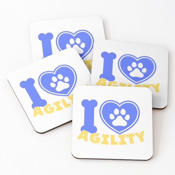 Item preview, I love agility in blue and yellow with a heart and a dog paw designed and sold by PausePapote.