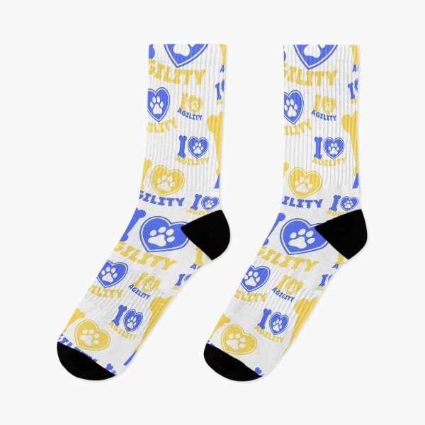 Item preview, I love agility in blue and yellow with a heart and a dog paw designed and sold by PausePapote.