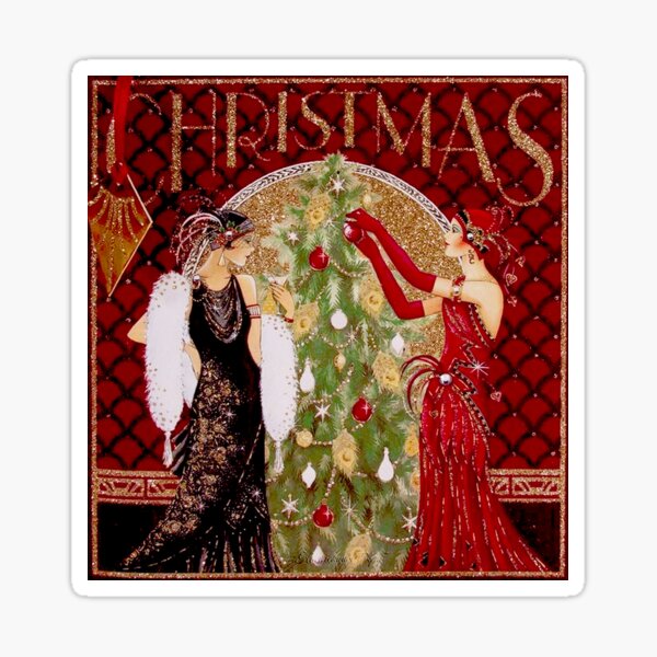 FLAPPERS : Vintage Decorating A Christmas Tree Print Sticker