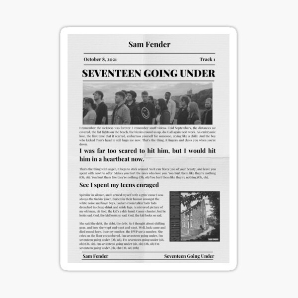 Artikel-Vorschau von Sam Fender 17 Going Under Zeitungsdruck, designt und verkauft von ke19obri.