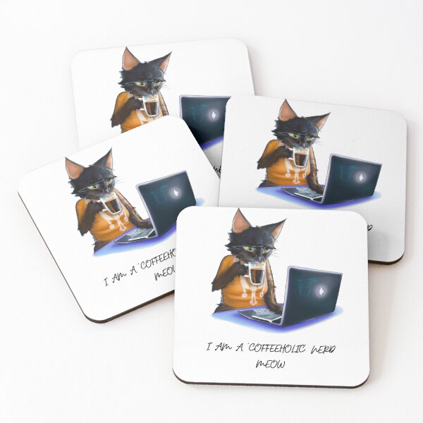 Item preview, I Am a Coffeeholic Nerd Meow designed and sold by Vellum & Scale.