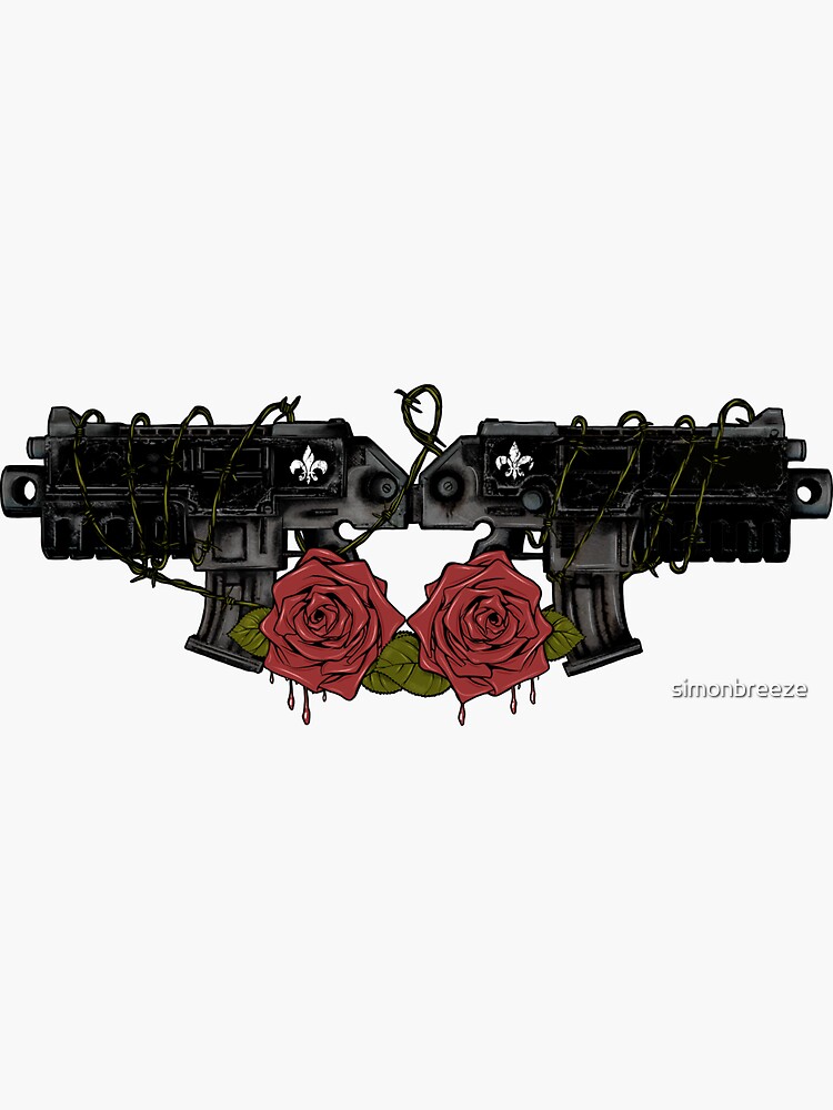 Thumbnail 3 of 3, Sticker, Guns and Roses designed and sold by simonbreeze.