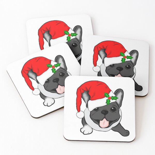 Item preview, Adorable Christmas French Bulldog Art – Festive Frenchie Dog in Santa Hat designed and sold by Vividality.