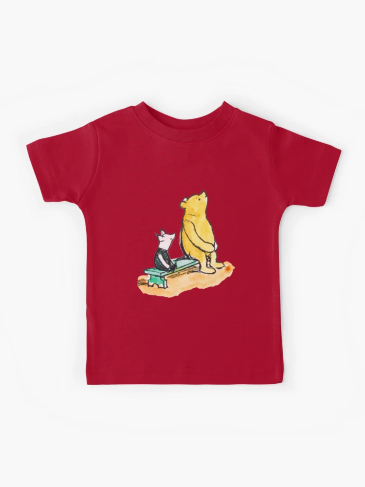 T-Shirt sitting the Illustration for bench Piglet Winnie Kids on a and Redbubble of | Pooh by together\
