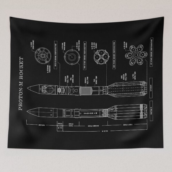 Item preview, Proton-M (White Stencil-No Background Vertical) designed and sold by BGALAXY.