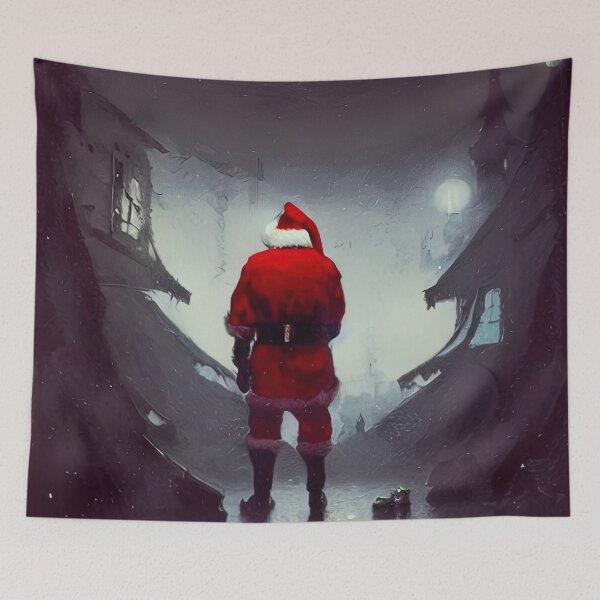 Item preview, Santa claus standing outside painting designed and sold by SinghVillasra.