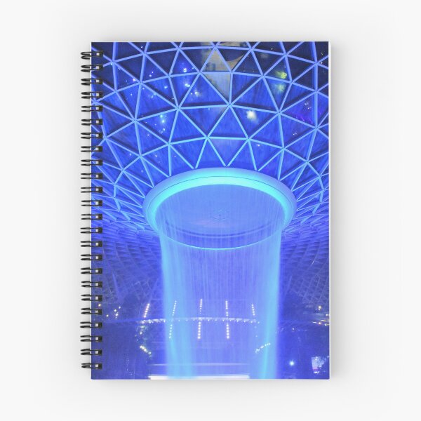Item preview, Jewel Waterfall at Singapore Changi airport aerial view at night under blue lights designed and sold by mark-taylor.