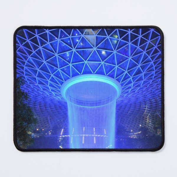 Item preview, Jewel Waterfall at Singapore Changi airport aerial view at night under blue lights designed and sold by mark-taylor.