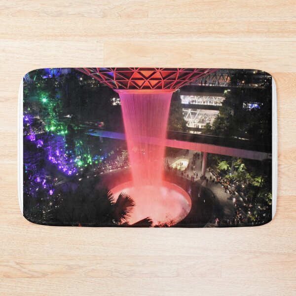 Item preview, Jewel Waterfall at Singapore Changi airport aerial view at night under red lights designed and sold by mark-taylor.