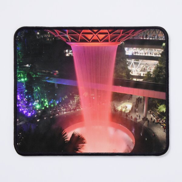 Item preview, Jewel Waterfall at Singapore Changi airport aerial view at night under red lights designed and sold by mark-taylor.