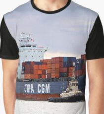 Container cargo ship and tug Graphic T-Shirt