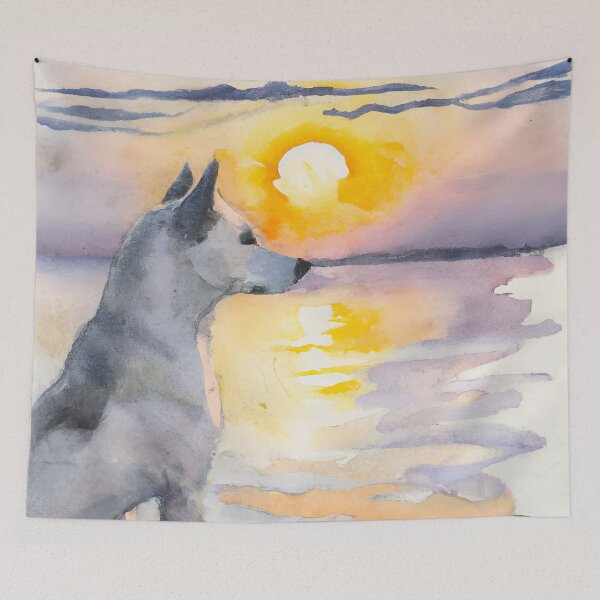 Item preview, Dog Looking At Sunset designed and sold by AyfuDesigns.