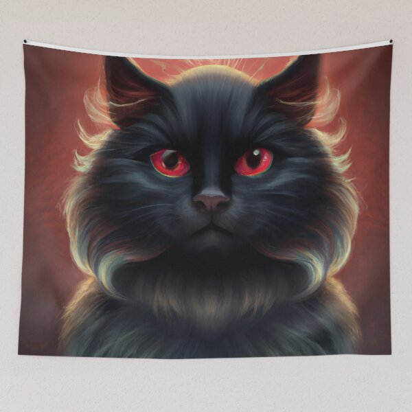 Item preview, Black cat with red eyes designed and sold by SanScho69.