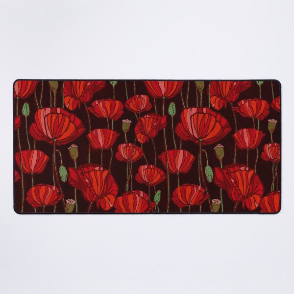 Item preview, Red poppy flowers on a black background designed and sold by Fishik.