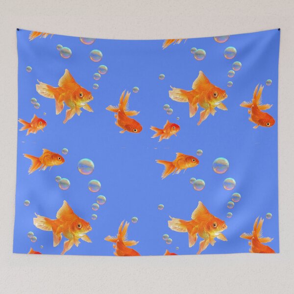 Item preview, SWIMMING GOLD FISH BLUE AQUARIUM PATTERN ART designed and sold by sharlesart.