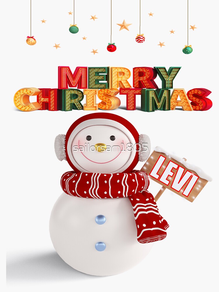 PERSONALISED CHRISTMAS MERRY CHRISTMAS LEVI Sticker