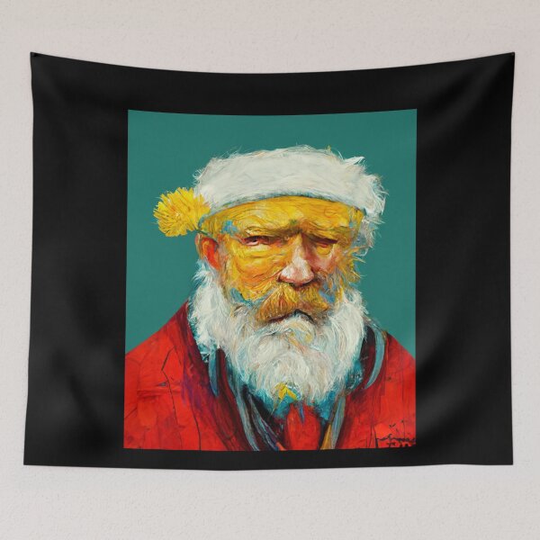 Artikelvorschau, Van Gogh Weihnachtsmann-Gemälde Sternennacht-Remake entworfen und verkauft von CandyDroidMerch.