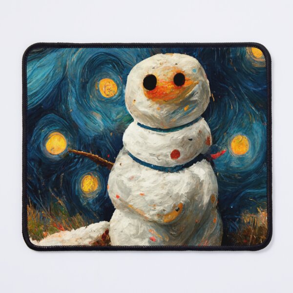 Item preview, Van Gogh Christmas Snowman Painting Starry Night Remake designed and sold by CandyDroidMerch.