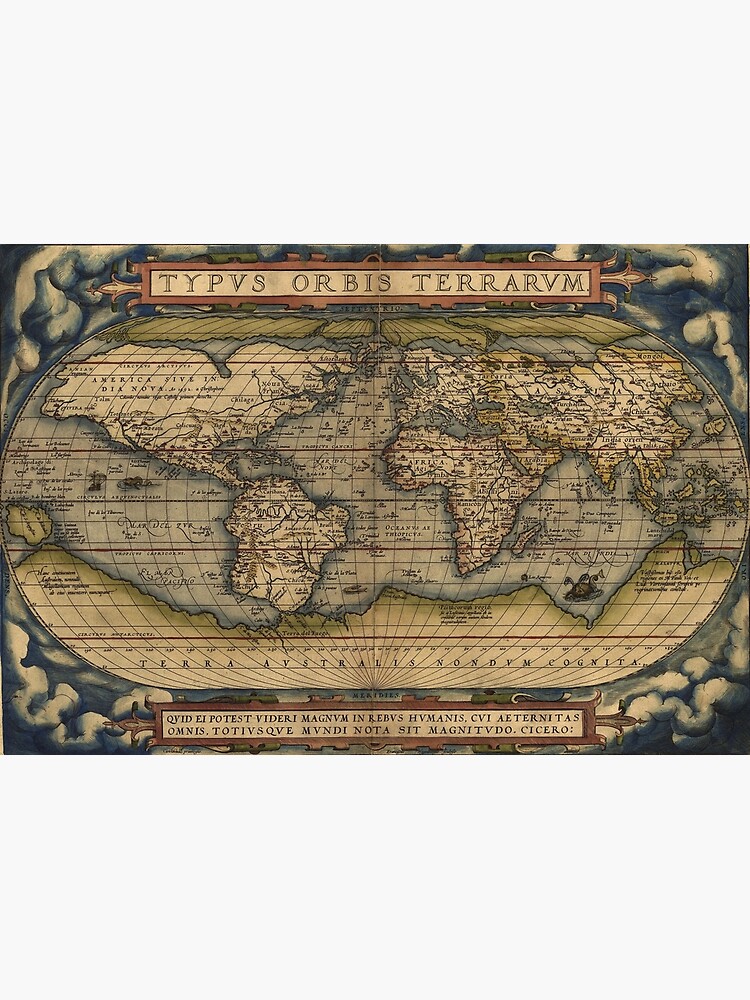 The world Ortelius Typus Orbis Terrarum 1564 Vintage World Maps by podartist