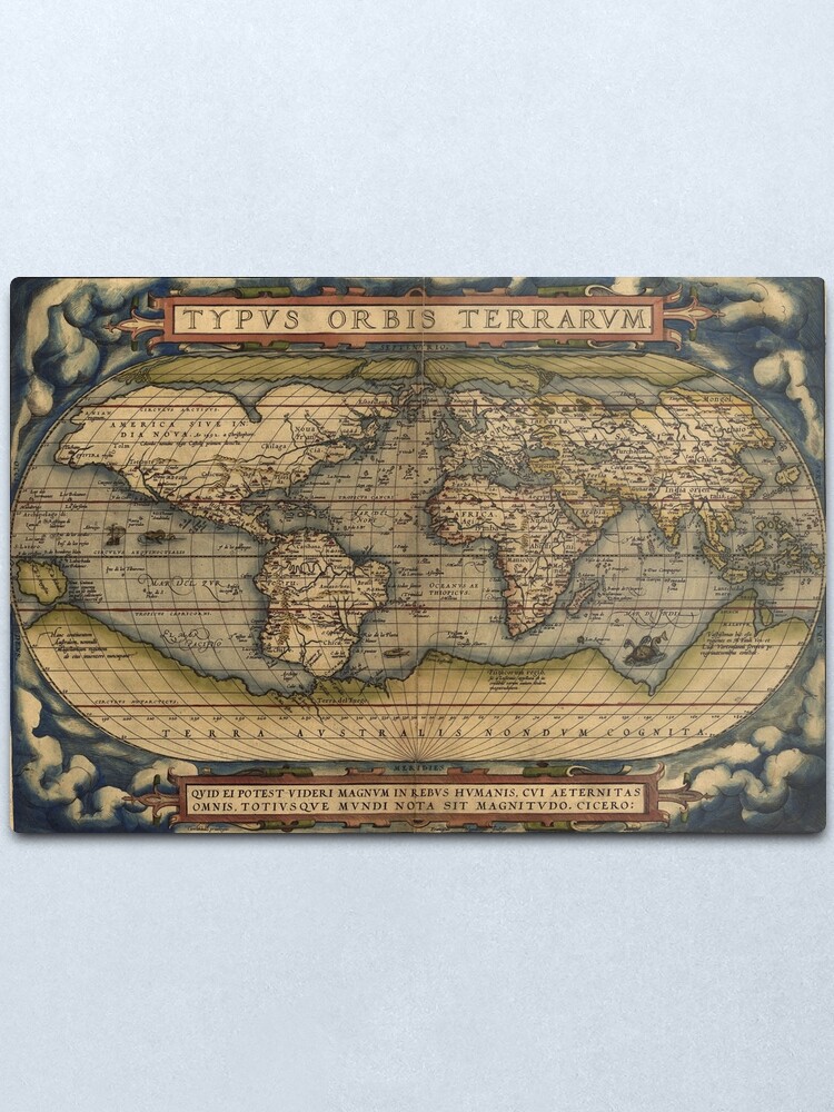 Alternate view of The world Ortelius Typus Orbis Terrarum 1564 Vintage World Maps Metal Print