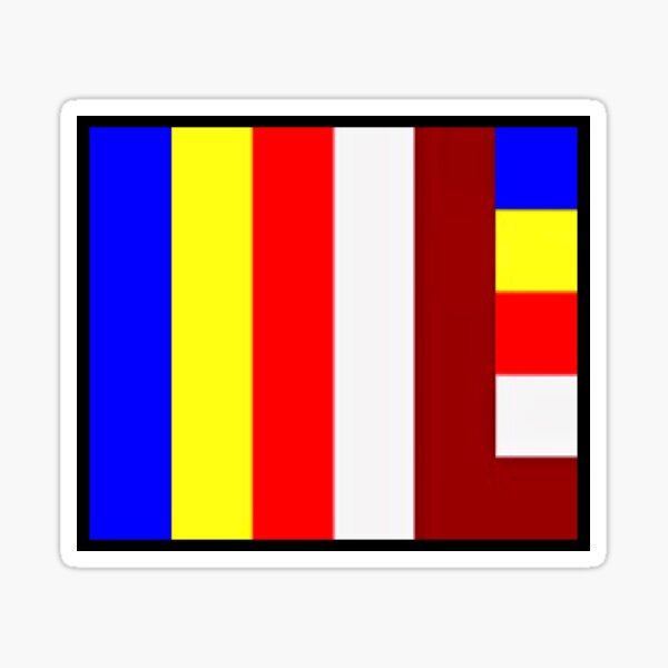 Aperçu de l'œuvre La variante tibétaine du drapeau bouddhiste créée et vendue par Mark Jesus-Allen.