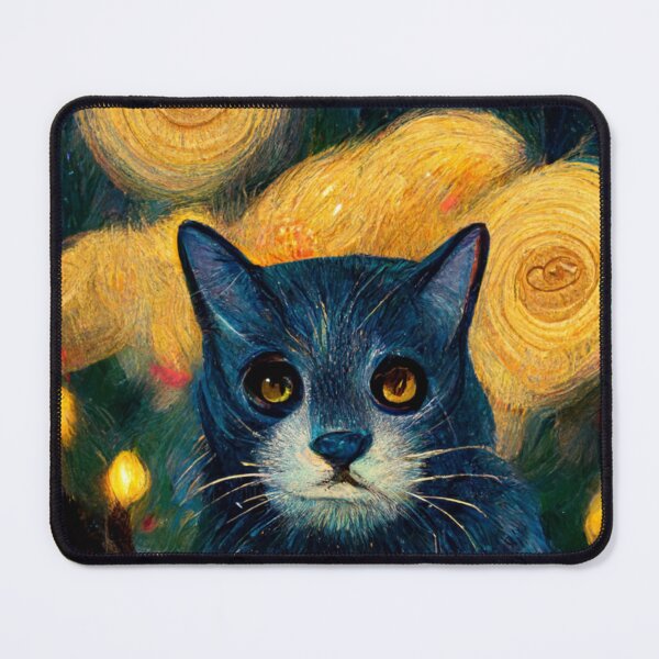Item preview, Van Gogh Christmas Cat Painting Starry Night Remake designed and sold by CandyDroidMerch.