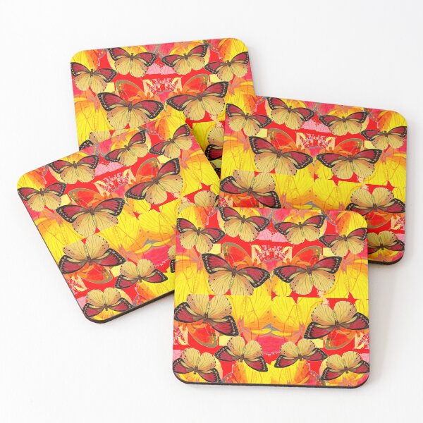Item preview, ABSTRACT YELLOW-RED BUTTERFLIES PATTERN ART designed and sold by sharlesart.