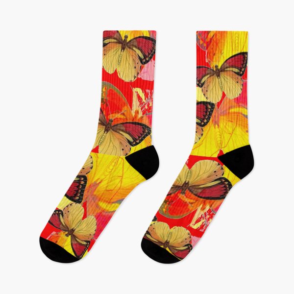 Item preview, ABSTRACT YELLOW-RED BUTTERFLIES PATTERN ART designed and sold by sharlesart.