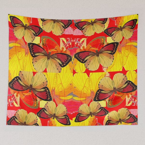 Item preview, ABSTRACT YELLOW-RED BUTTERFLIES PATTERN ART designed and sold by sharlesart.