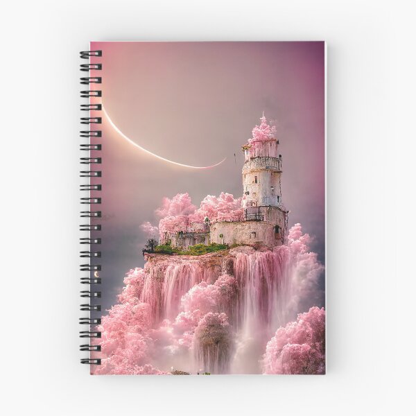 Item preview, Moon Castle Fairytale Lover Waterfall Room Decor Pastel Rainbow Waterfall Abstract Art Print designed and sold by PrincessArtwork.