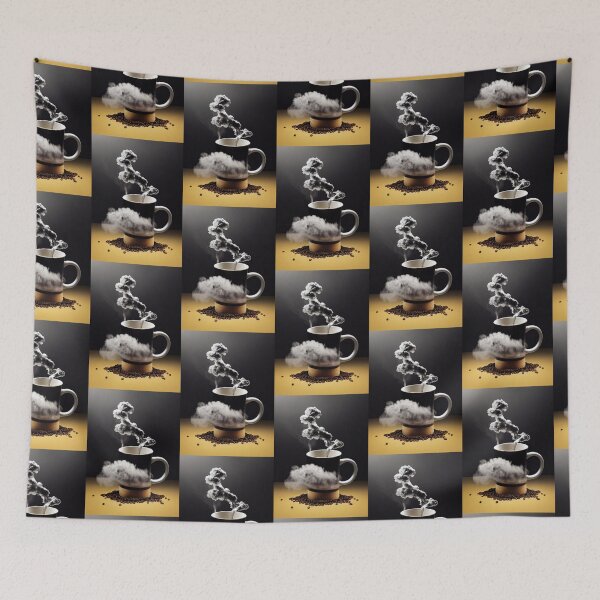 Item preview, Coffee cup with lots of steam and coffee beans designed and sold by G-M-Designs.