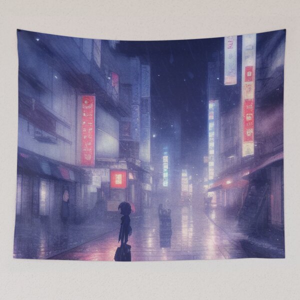 Item preview, Snowing in Nikko Japan - Lofi Vibe designed and sold by DesignerKin.