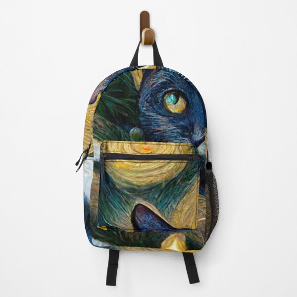Item preview, Van Gogh Christmas Cat Painting Starry Night Remake designed and sold by CandyDroidMerch.