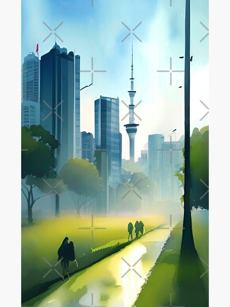 "Auckland Skyline Watercolour Painting" Poster for Sale by