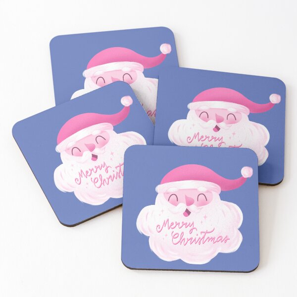 Item preview, Retro Vintage Pink Santa Claus - Merry Christmas -Blue designed and sold by AlessiaUrsoArts.