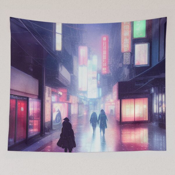 Item preview, Snowing in Otaru Japan - Lofi Vibe designed and sold by DesignerKin.