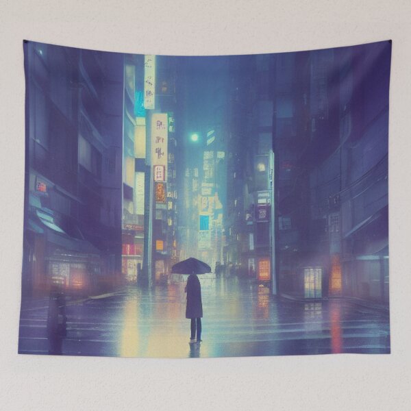 Item preview, Raining in Kobe Japan - Lofi Vibe designed and sold by DesignerKin.